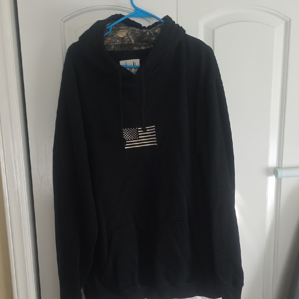 Classic Black Hoodie with Flag Accent